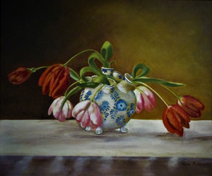 Delftsblauw met tulpen