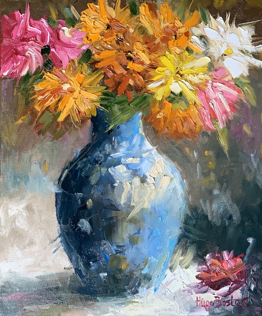 Bont boeket met dahlia’s 