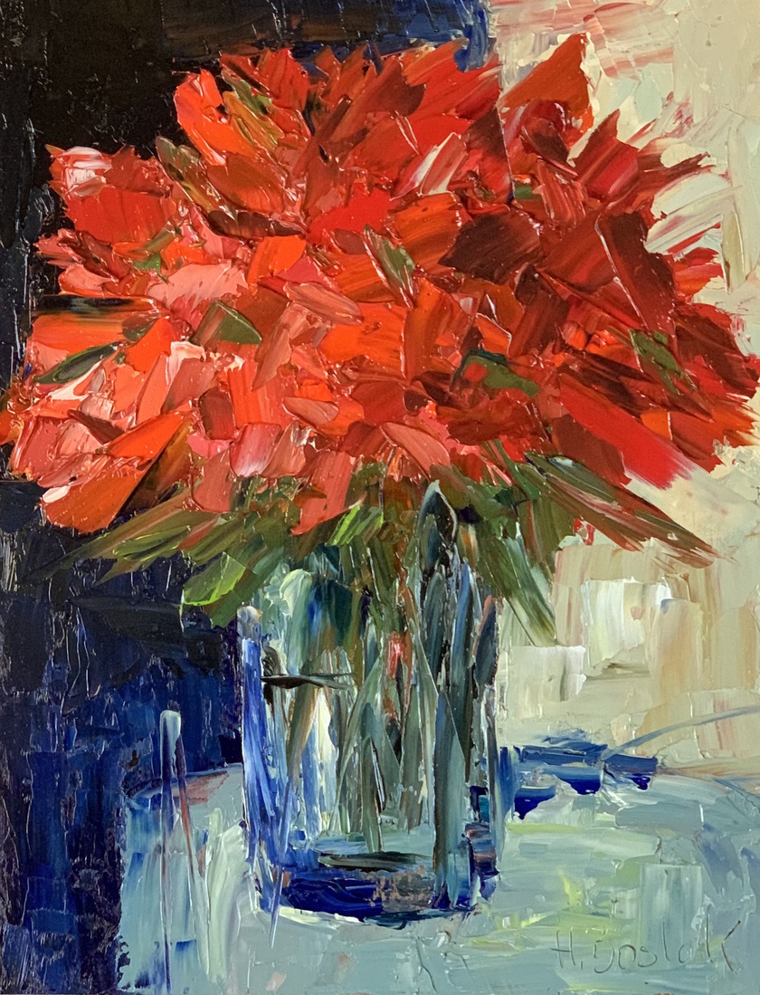 Een boeket rode bloemen