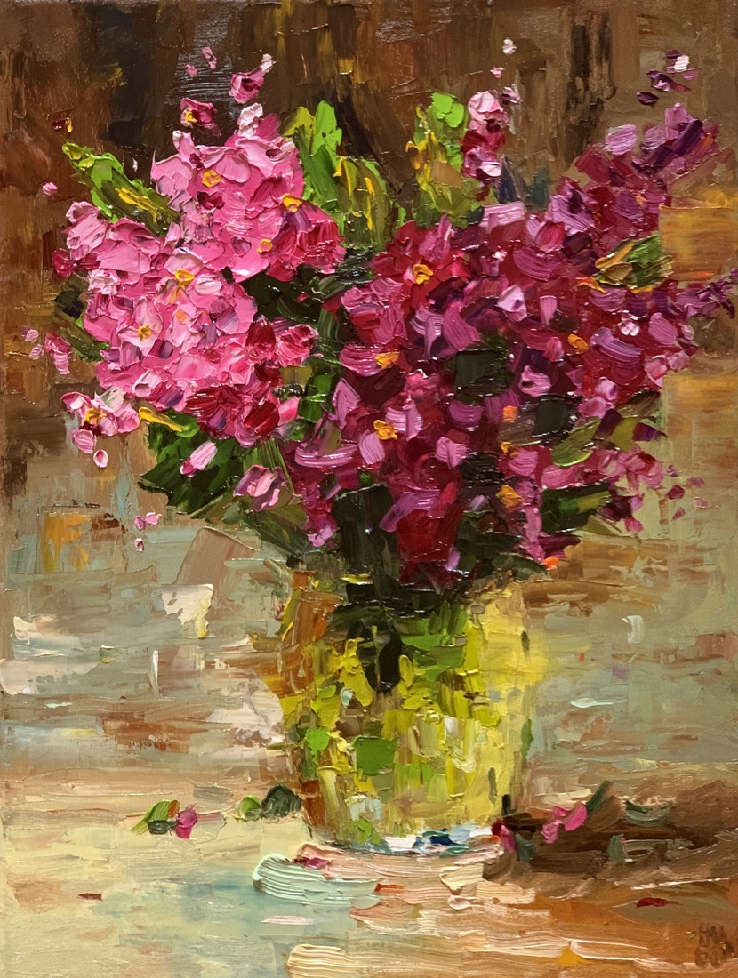 Een boeket roze bloemen