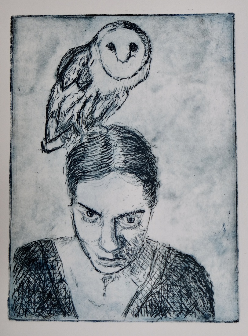 Zelfportret met kerkuil