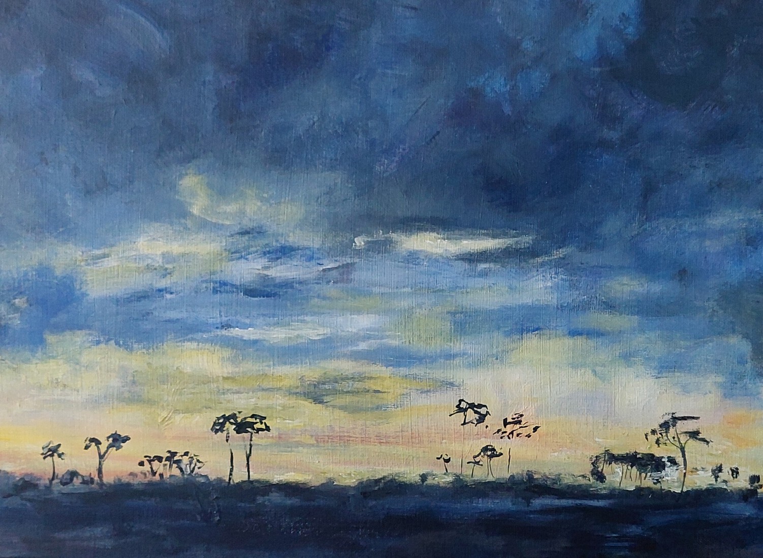 Ondergaande zon op de Heide