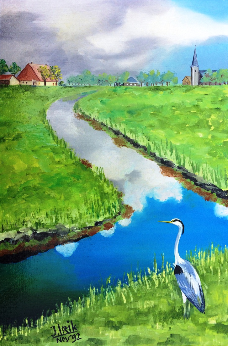 Landschap met reiger