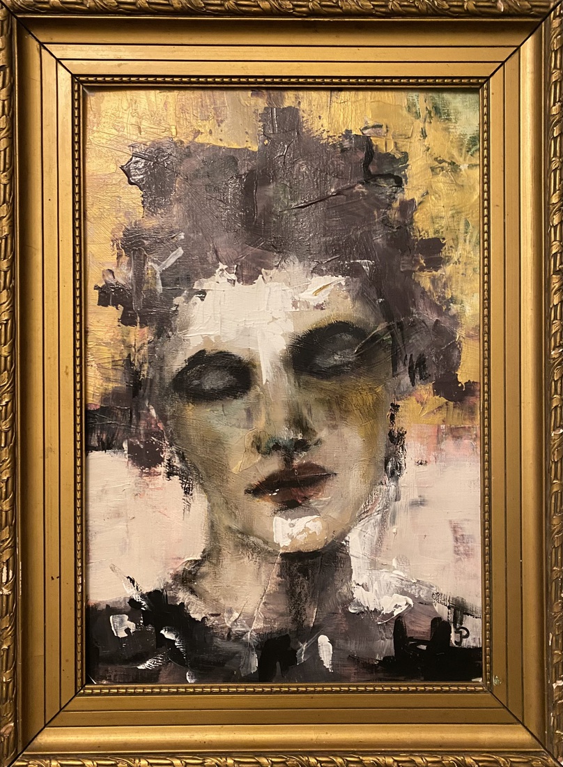 Girl with golden frame