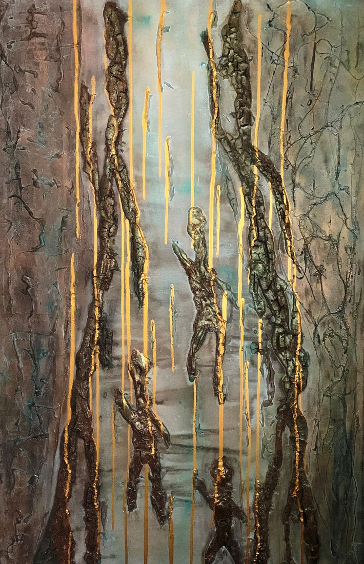 Mixed media materie schilderij 