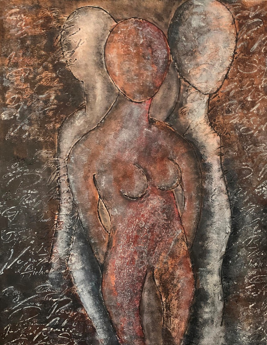 Mixed media materie schilderij 