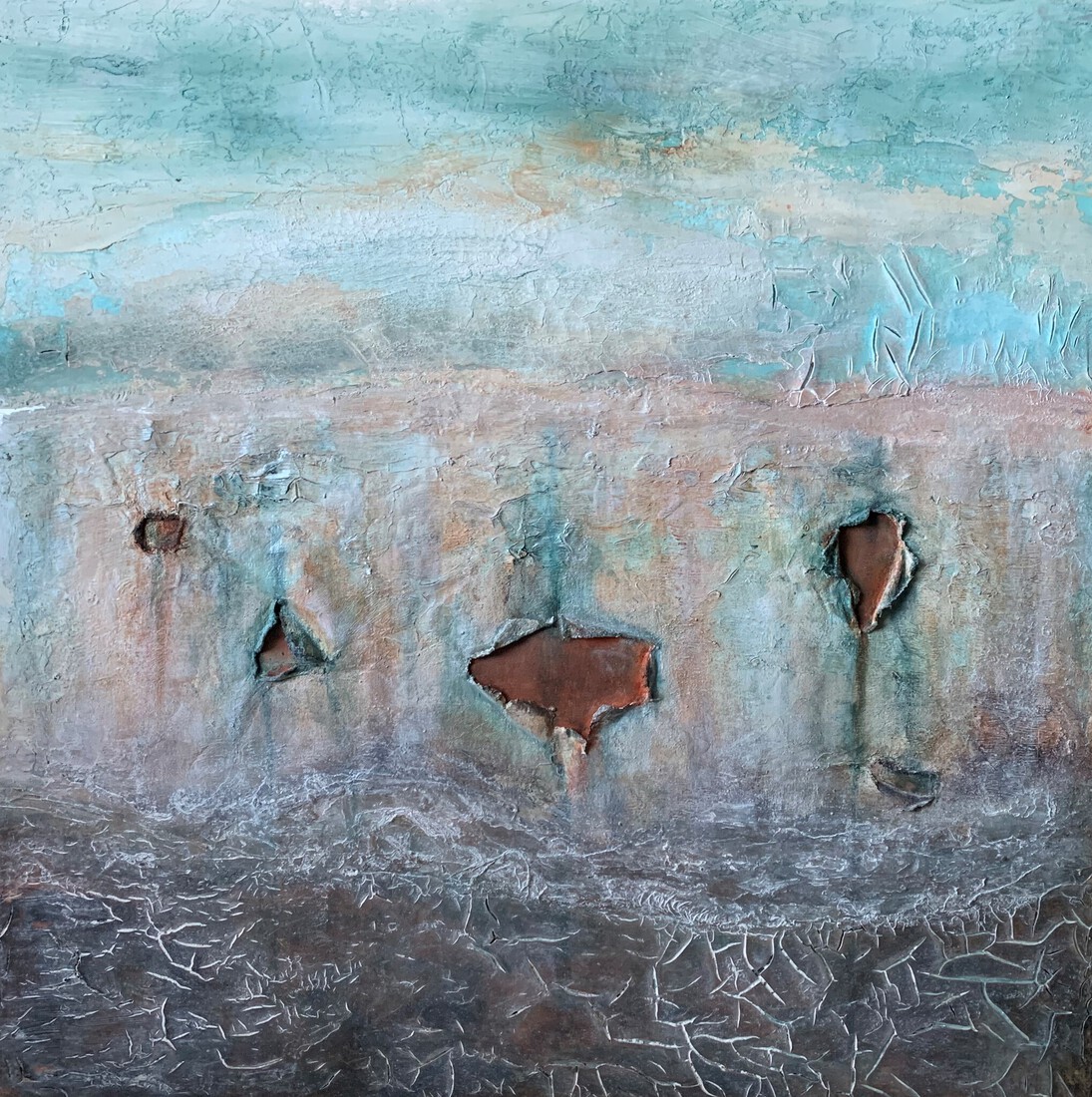 Mixed media materie schilderij 