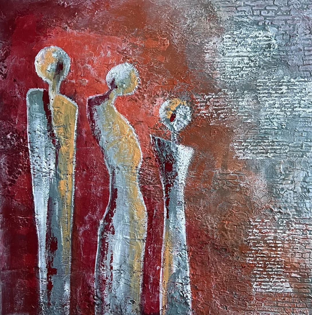Mixed media materie schilderij 