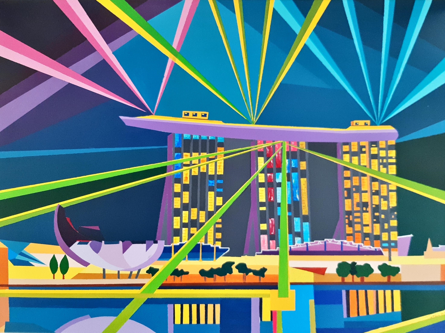 Lasershow vanaf het Marina Bay Sands Hotel in Singapore