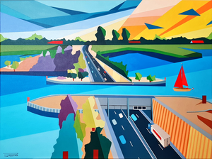 Gedeeltelijk abstract met strakke lijnen