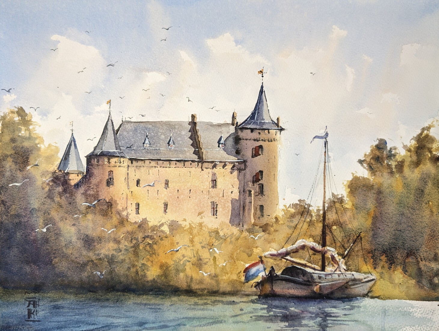 Varend langs het Muiderslot (en plein air)