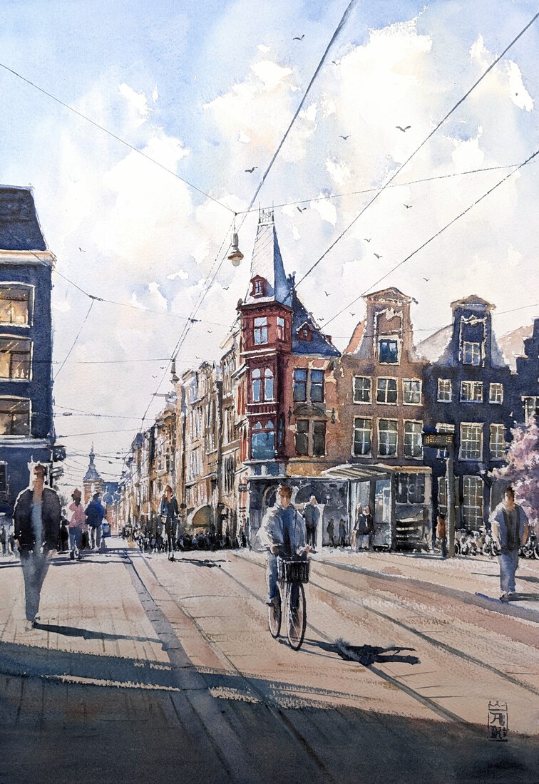 Zon in de Leidestraat