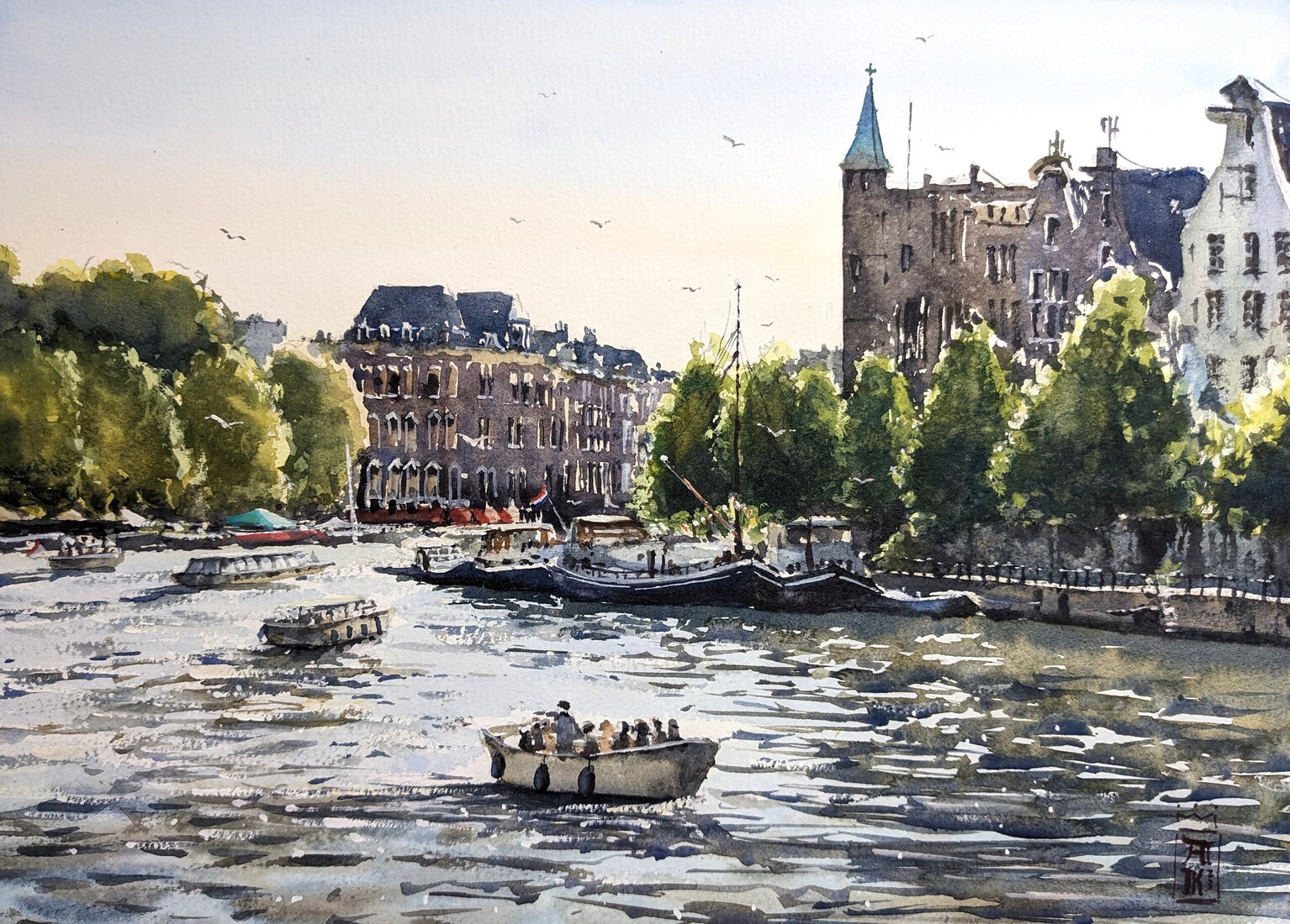 Boten op de Amstel (en plein air)