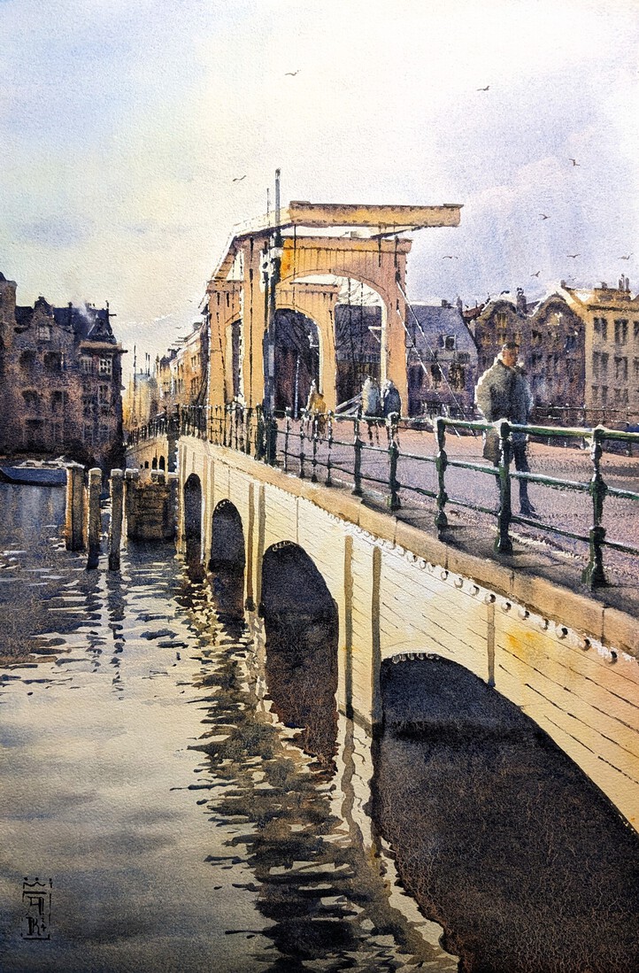 Magere Brug in Winterzon