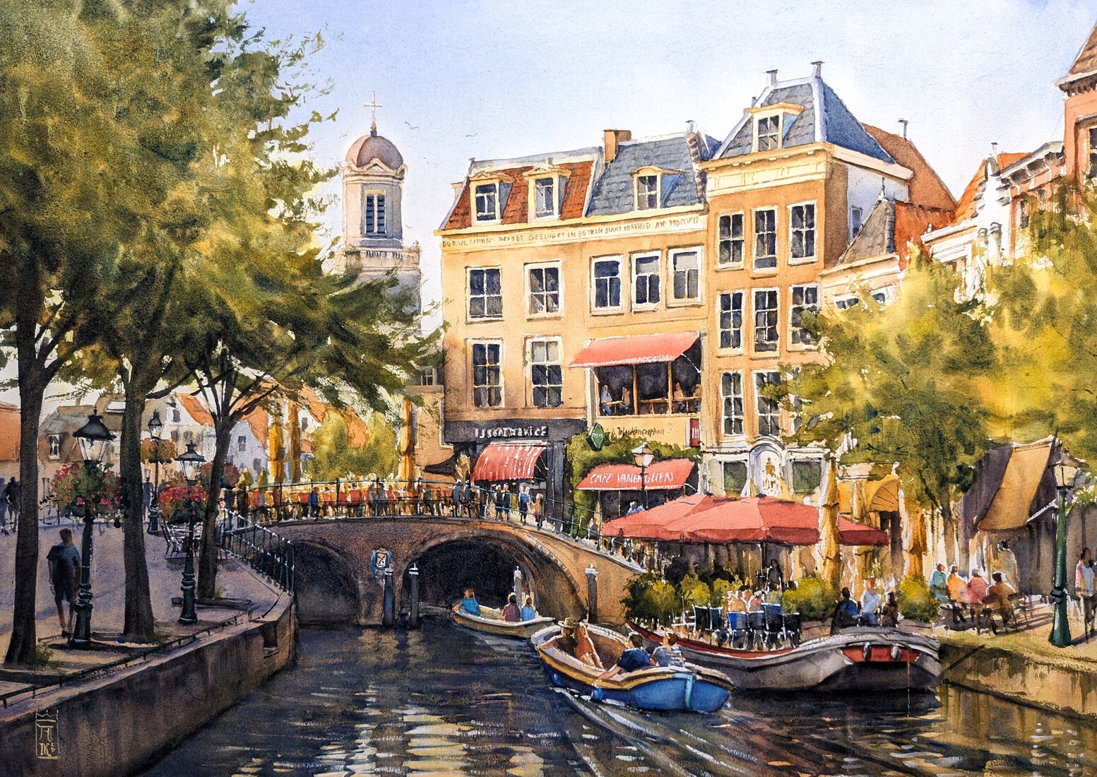 De Vismarkt in de Zomer, Leiden