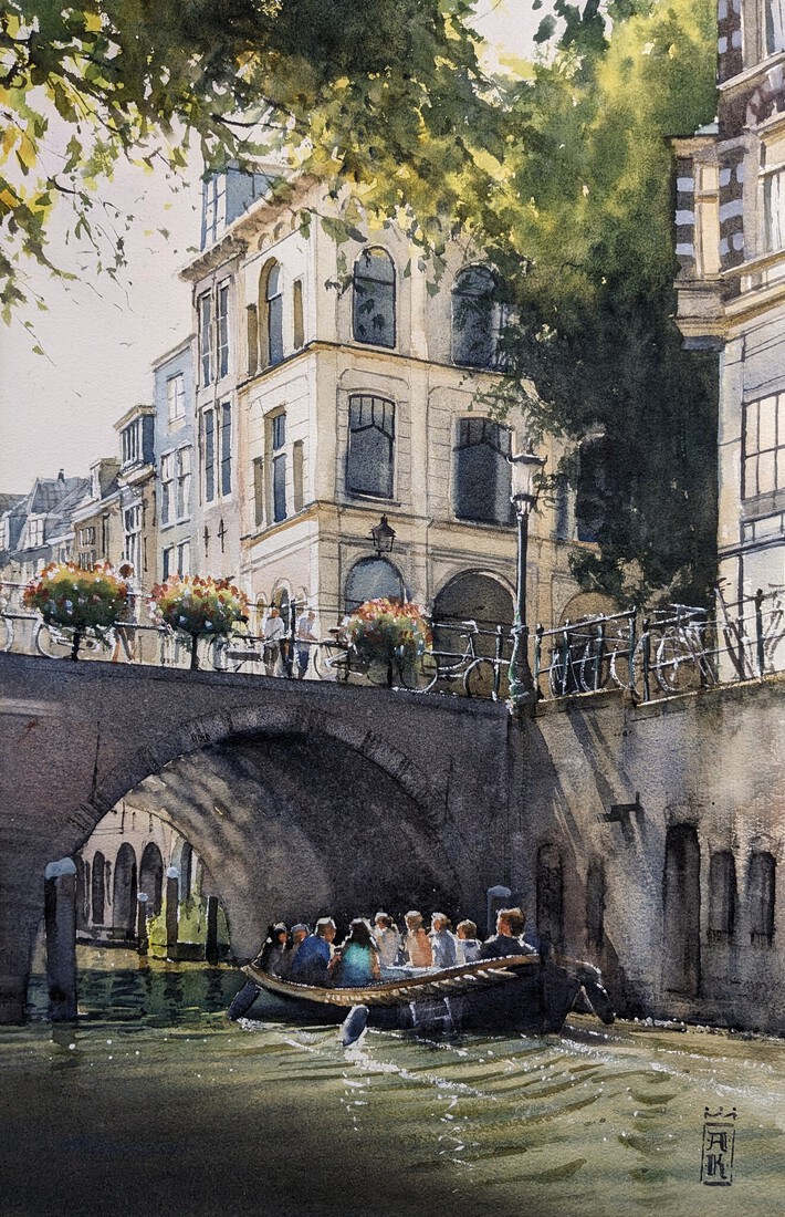 Sloep bij de Maartensbrug - Oudegracht