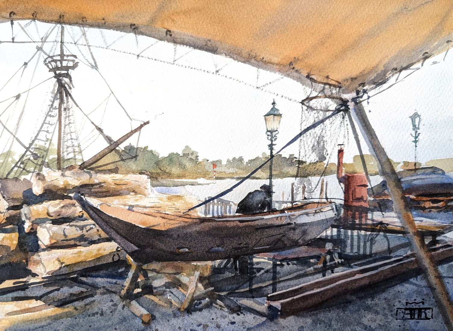 De Koggewerf in Kampen (en plein air)