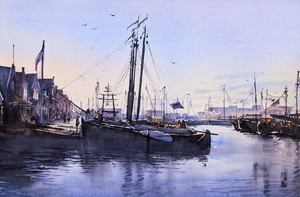 Water van rivieren en meren tot zee en strand. Schepen en havens.