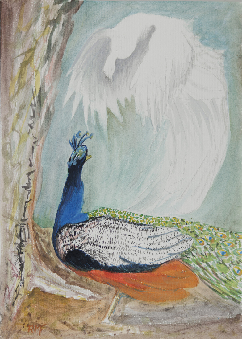 Vliegende ziel van een pauw