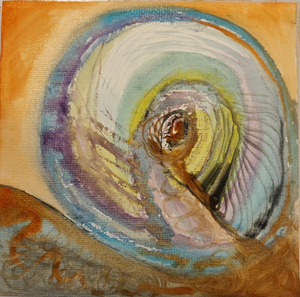 Waterverf op papier, intuïtief schilderen in korte tijd resulteert bij mij meestal in botanische of organische vormen die veelal gaan over vrouwelijke onderwerpen.