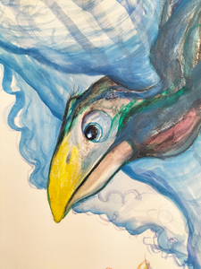 Naast de vogel schilderijen maak ik dit jaar allerlei klein en ook wat groot werk, die ik hier verzameld heb. Dit jaar werk ik met aquarel, potloden en krijt door elkaar.