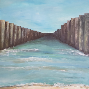 Mijn liefde voor de zee is terug te zien in mijn zeegezichten. De rust die ik daar vind probeer ik vast te leggen in mijn werken. 