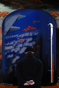 Digital photo editing of multiple photos into one new image with a surreal look