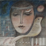 Tekeningen met kleurpotlood op papier