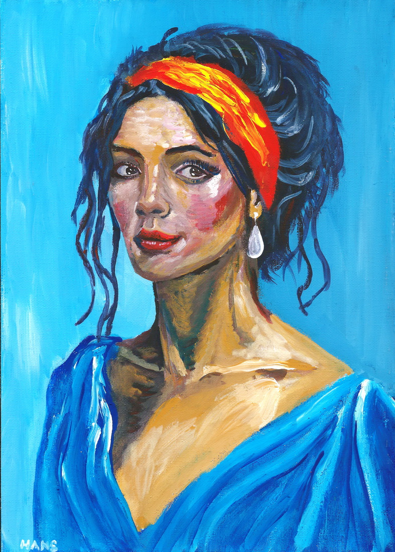 Dame met rode haarband