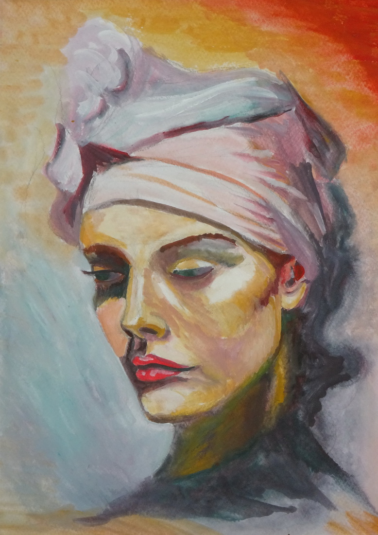 Dame met een doek om haar hoofd