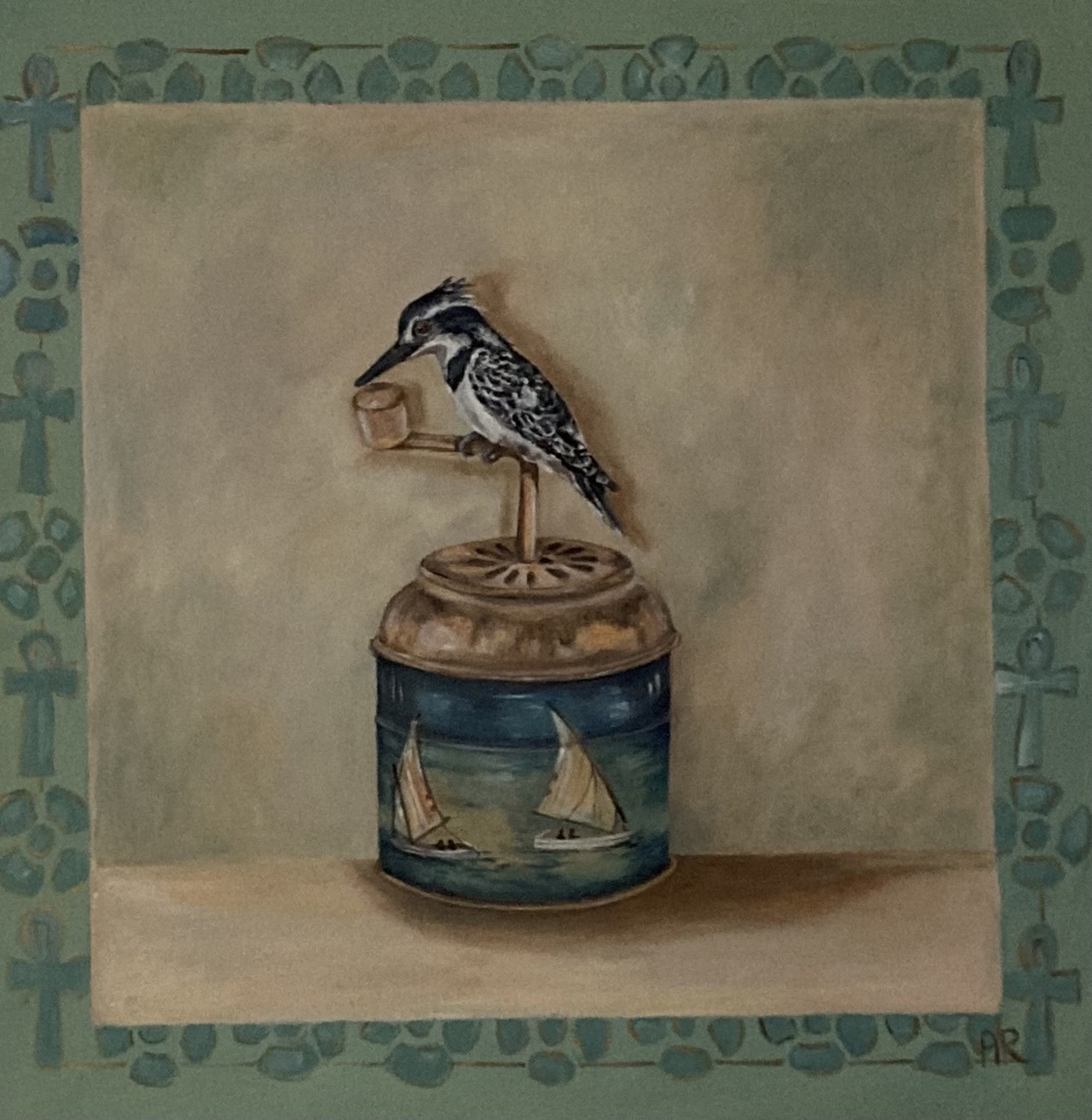 Pied Kingfisher spinning around in Ancient time.