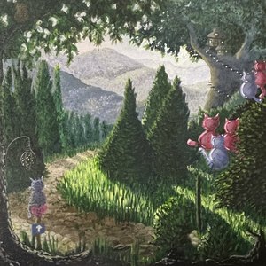 Fantasie schilderijen in acrylverf