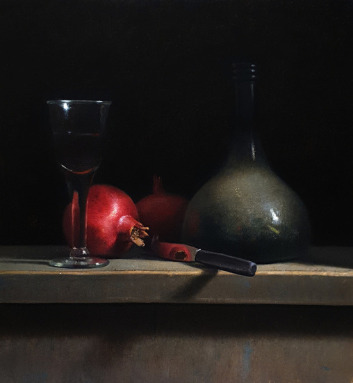 Stilleven met granaatappels