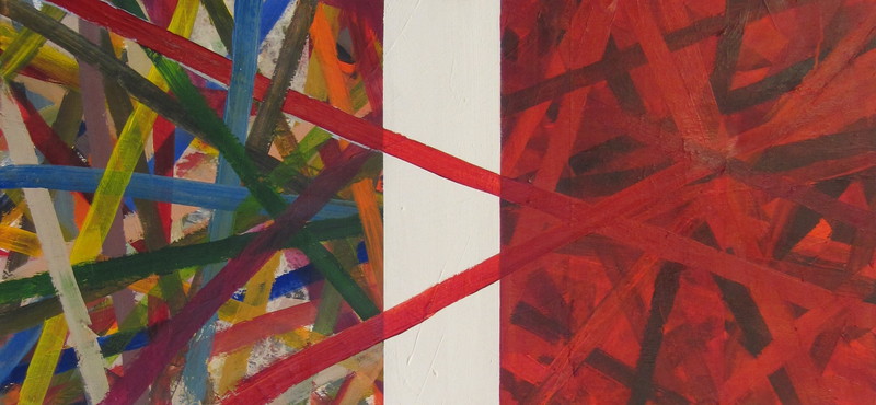 een doek met 2 blokken streepjes