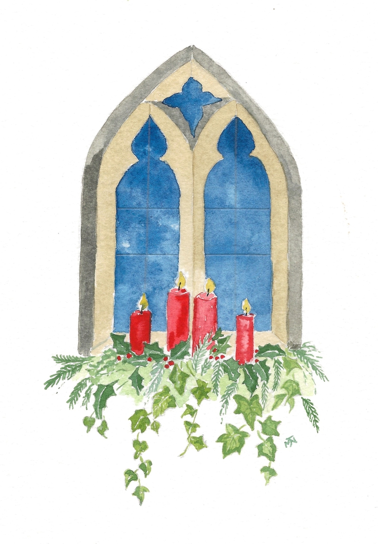 Church window at Christmas