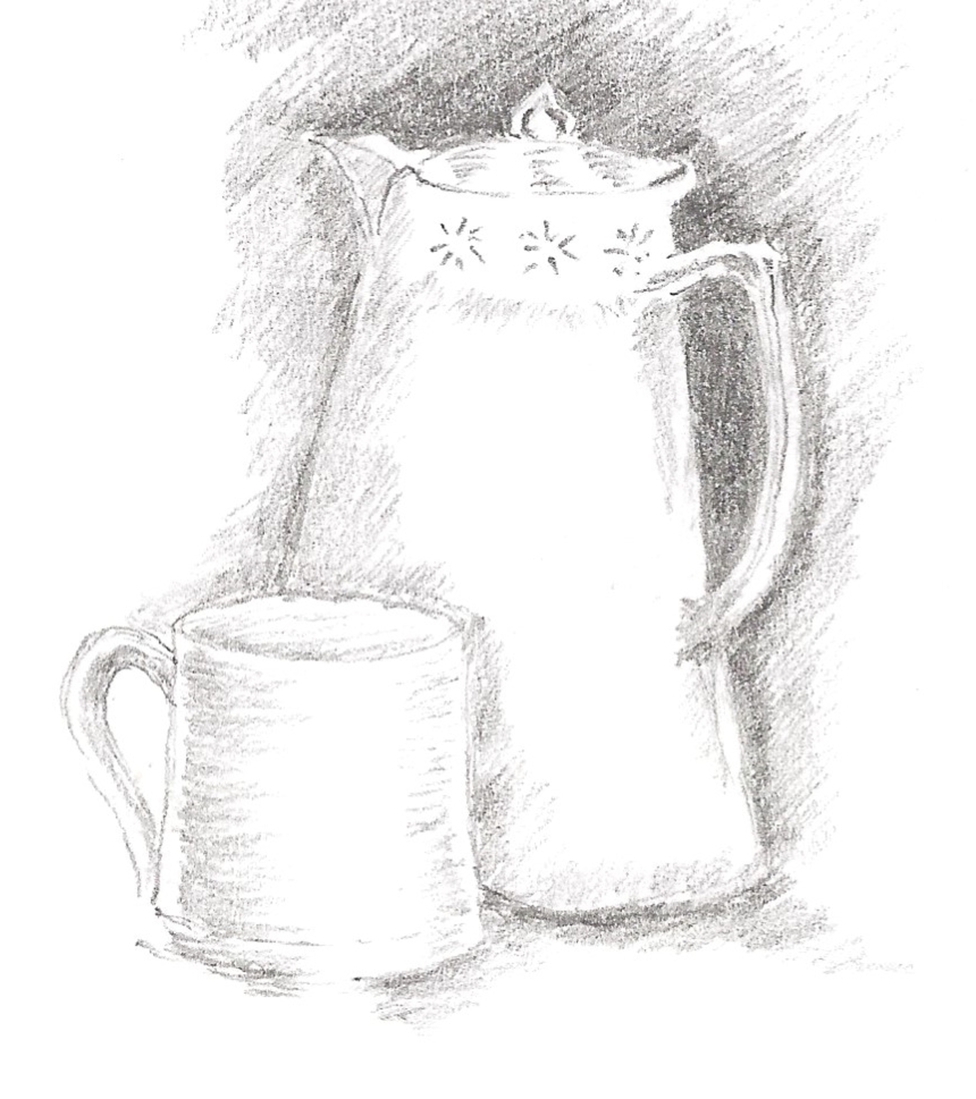 Coffee pot and mug