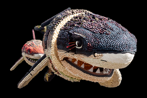 Vrijgemaakte details van fruitcorso wagens.