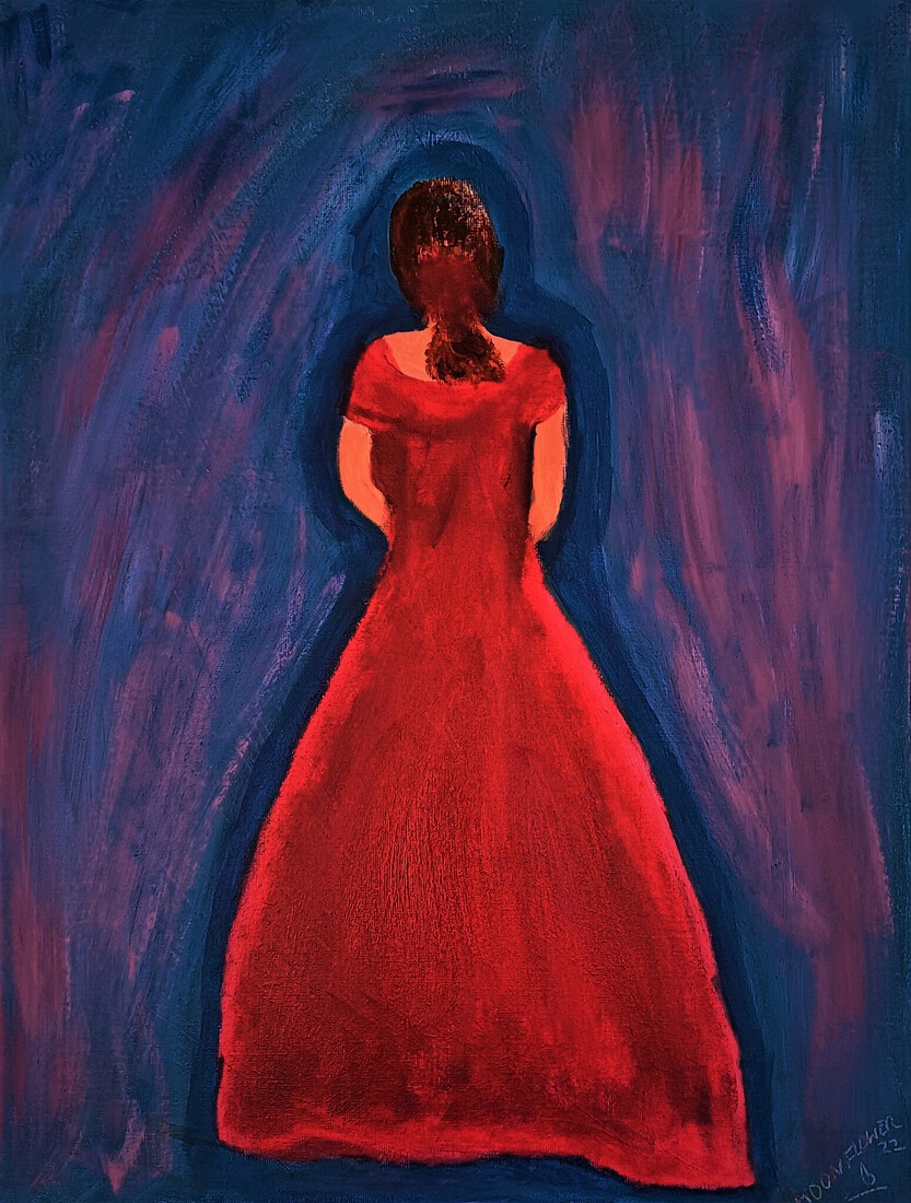 Woman in red dress