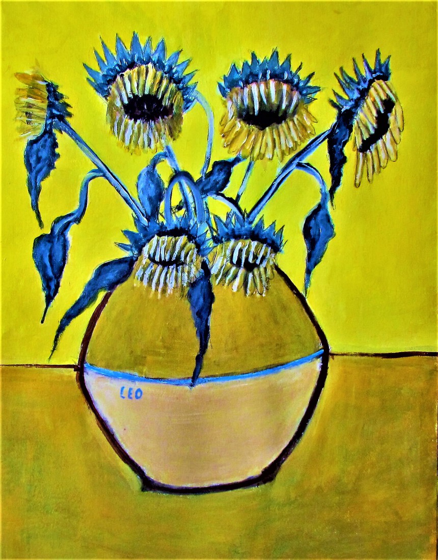 Zonnebloemen treuren om Vincent