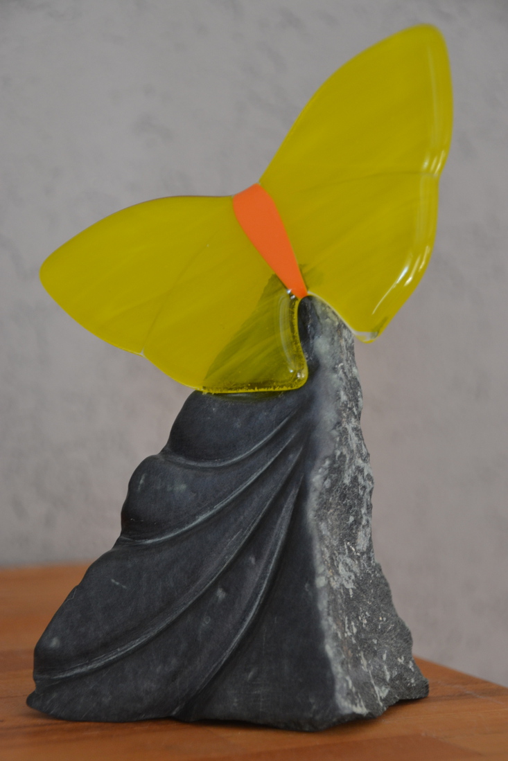 Galastone met glas vlinder