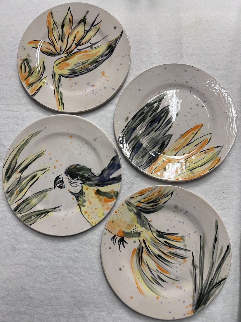 Serie van 4 gebaksbordjes