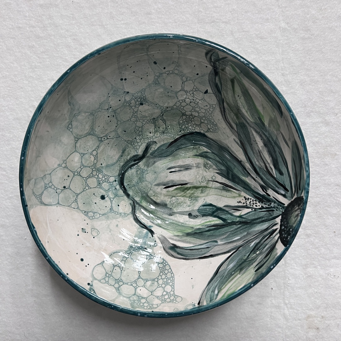 Slaschaal green flower