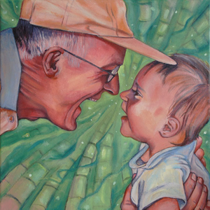 Olieverf portretten met een surrealistische draai.