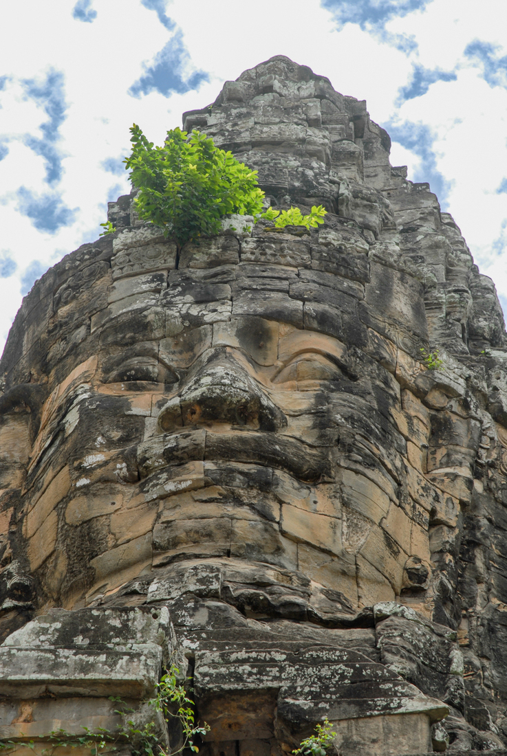 Beeld in het Bayon tempelcomplex, Cambodja