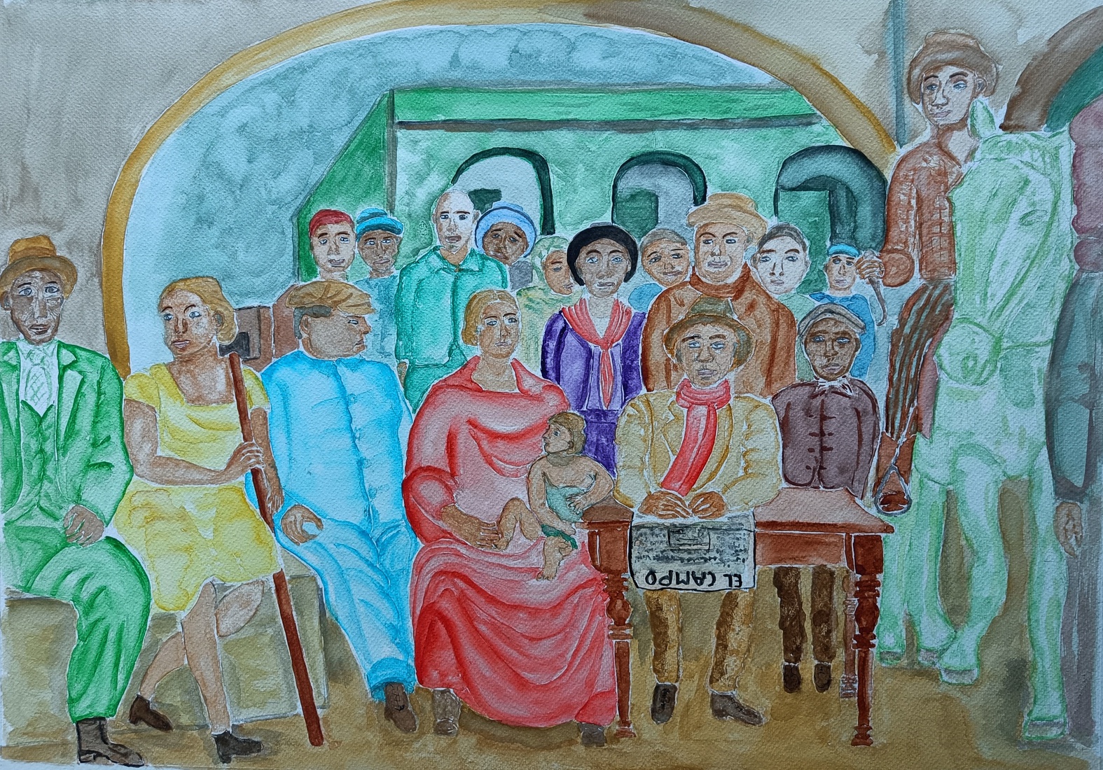 Aquarel van mexicanen