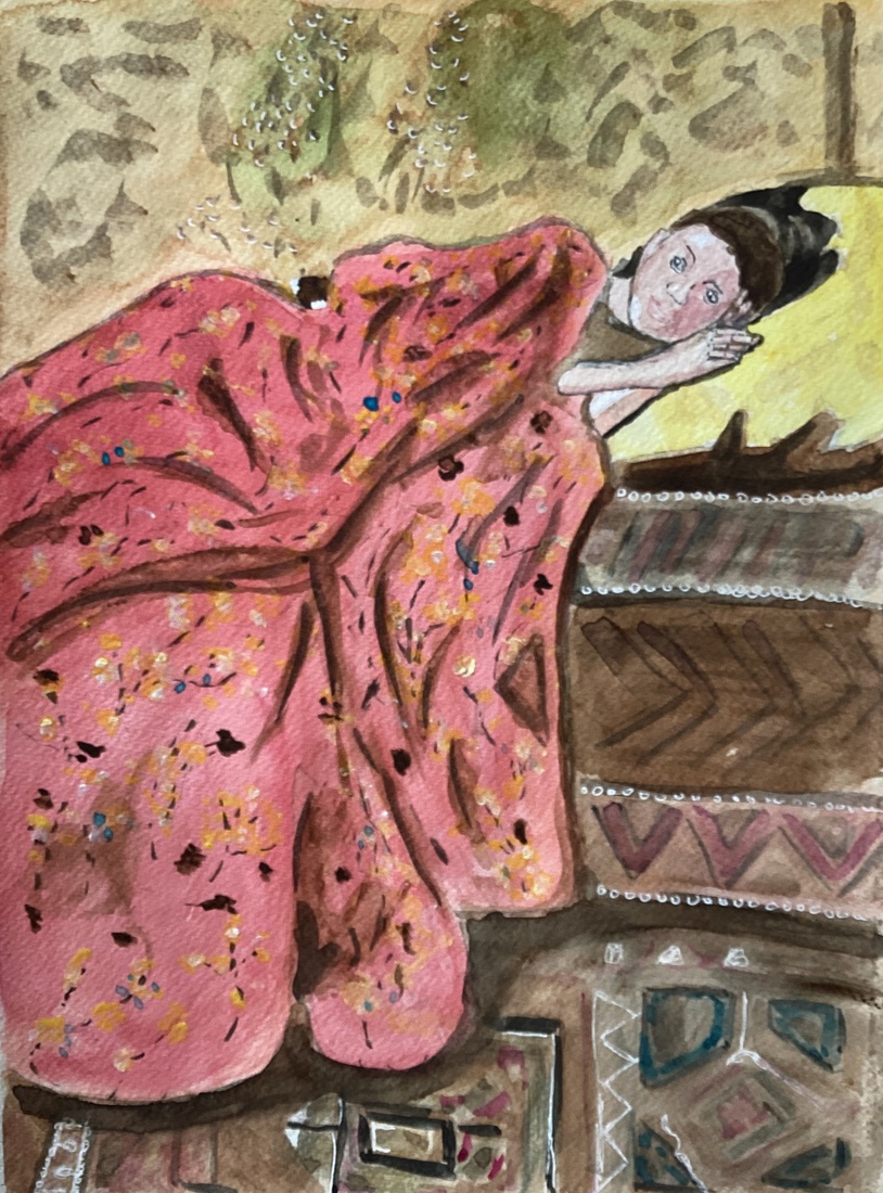 Liggende vrouw op bank