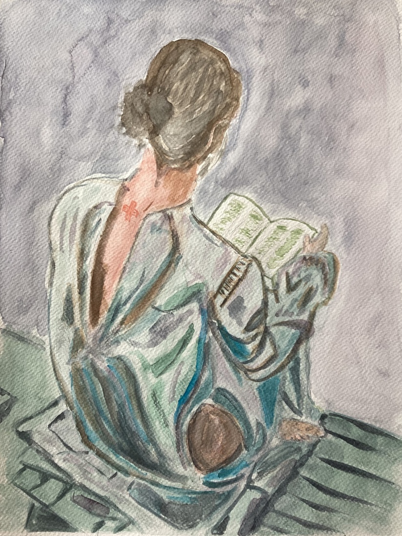 Opgevangen zittende  vrouw