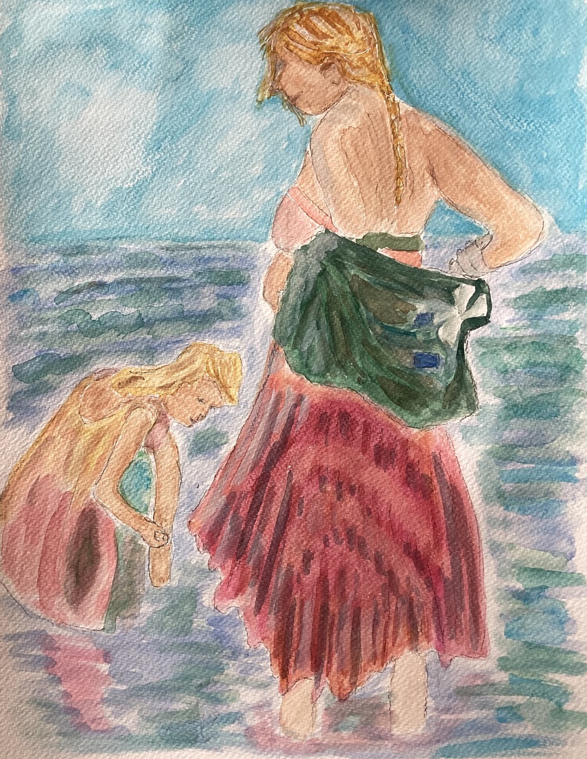 Moeder met kind aan zee