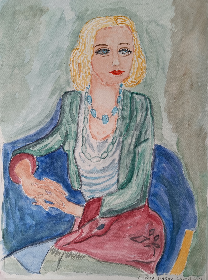 Vrouw zittend op stoel, Karin Leyden