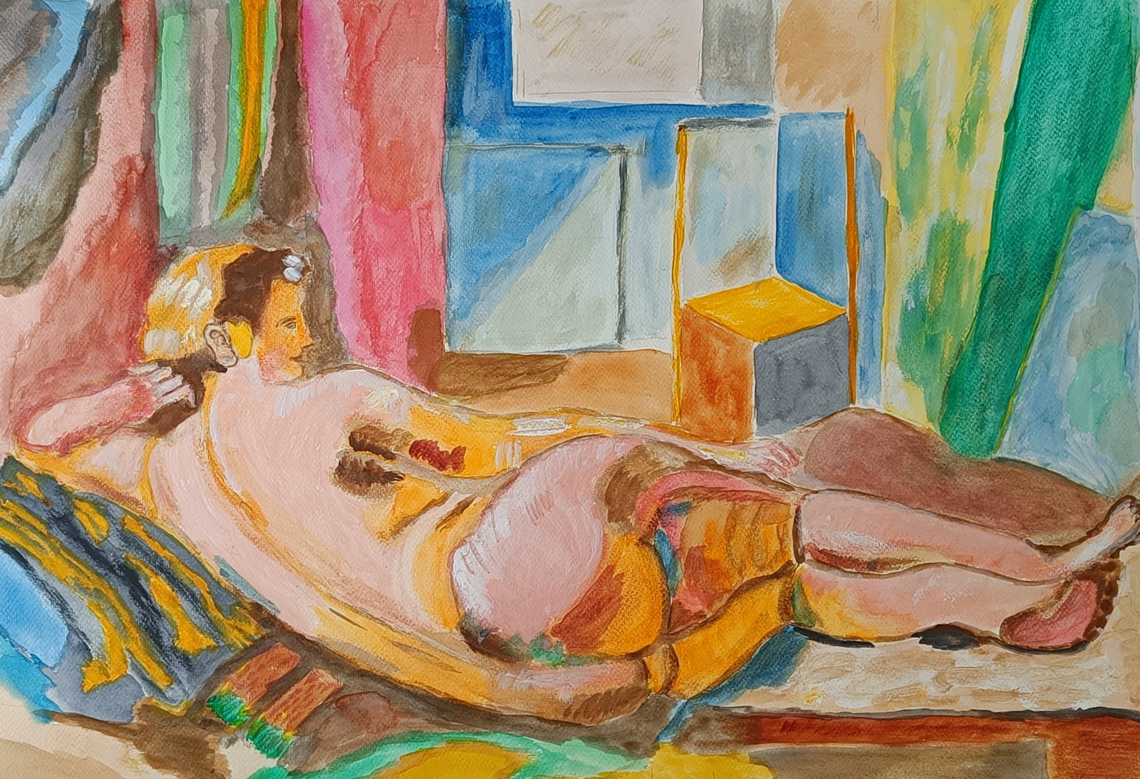 Naakte liggende vrouw